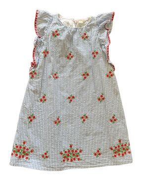 Crewcuts J.Crew Girls Embroidered Seersucker Dress Size 6